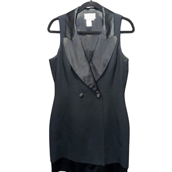 Ann Tijan for Kenar Vintage Tuxedo Dress – Black – Size 12 (Fits Modern 8/10) - Picture 5 of 12
